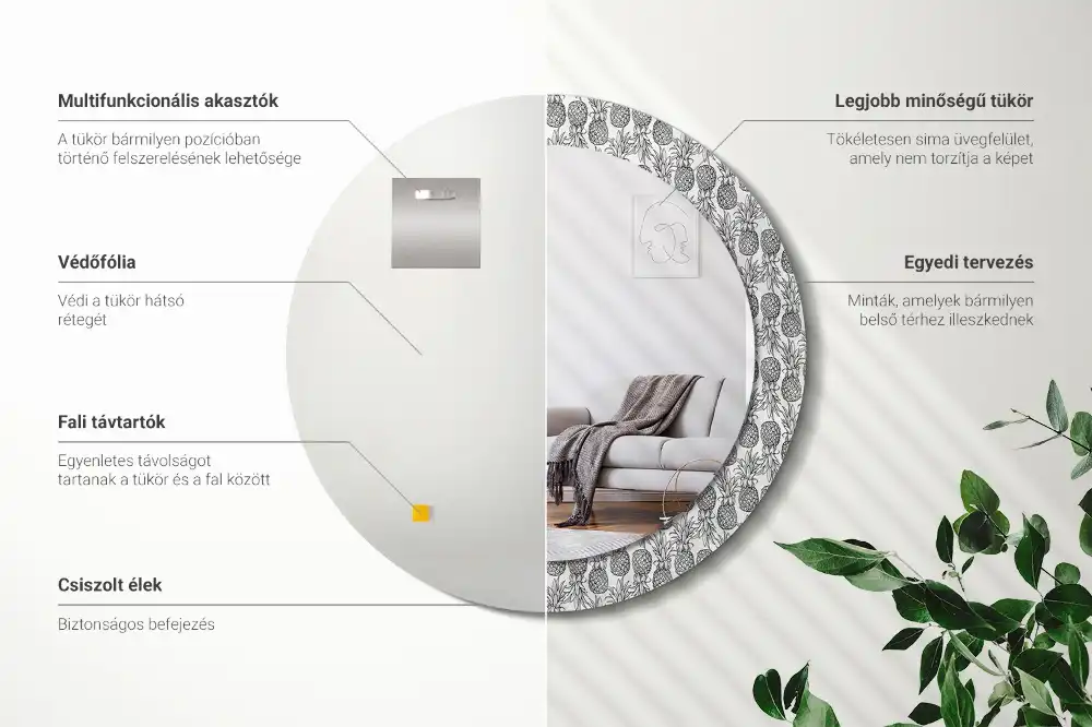 Oglindă decorativă rotundă cu design ananas