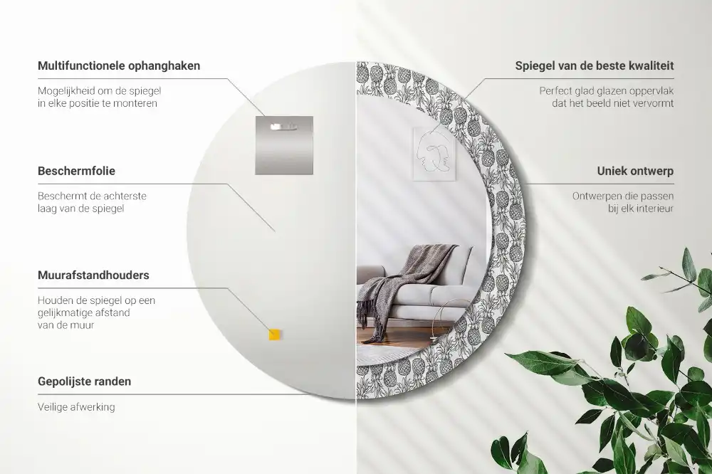 Oglindă decorativă rotundă cu design ananas