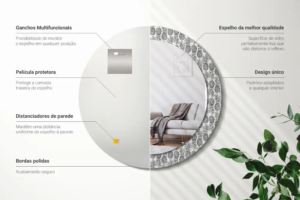 Oglindă decorativă rotundă cu design ananas