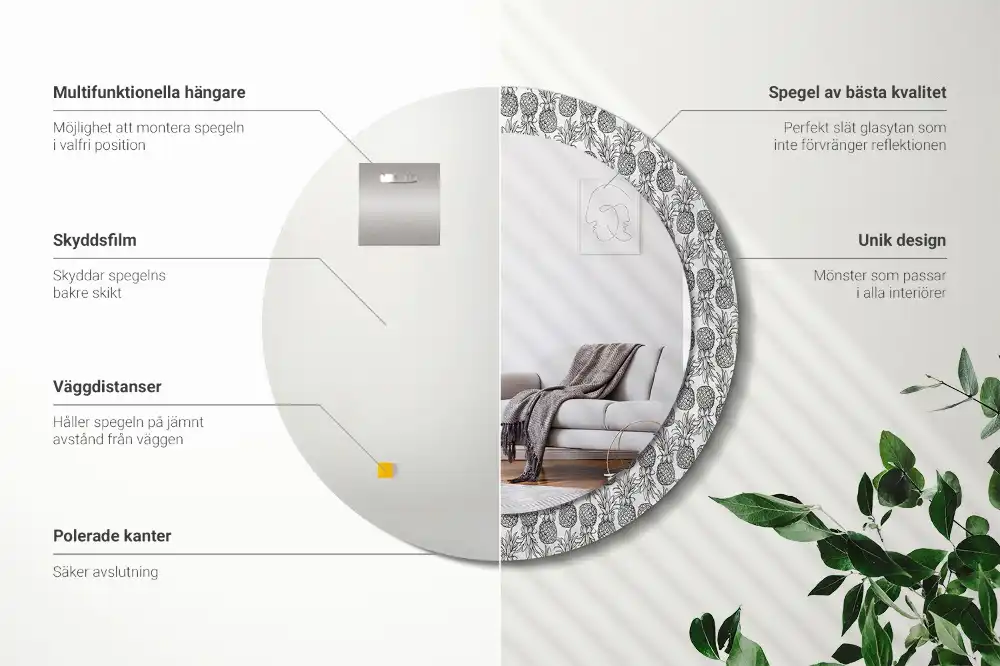Oglindă decorativă rotundă cu design ananas