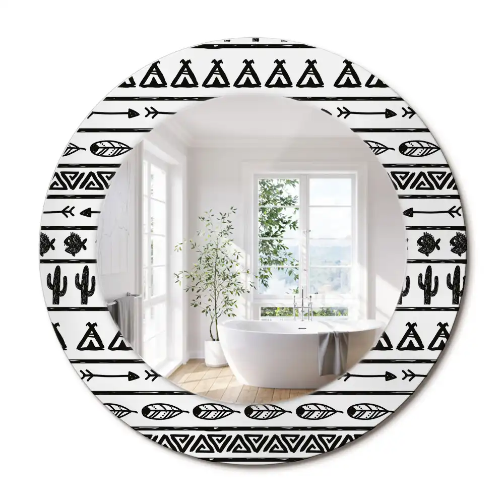Oglindă rotundă decorativă în stil boho minimalist