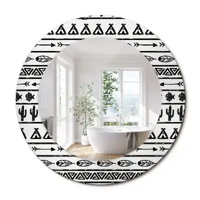 Oglindă rotundă decorativă în stil boho minimalist