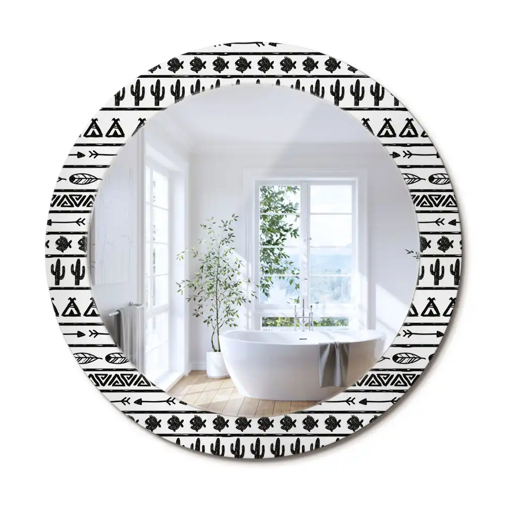 Oglindă rotundă decorativă în stil boho minimalist