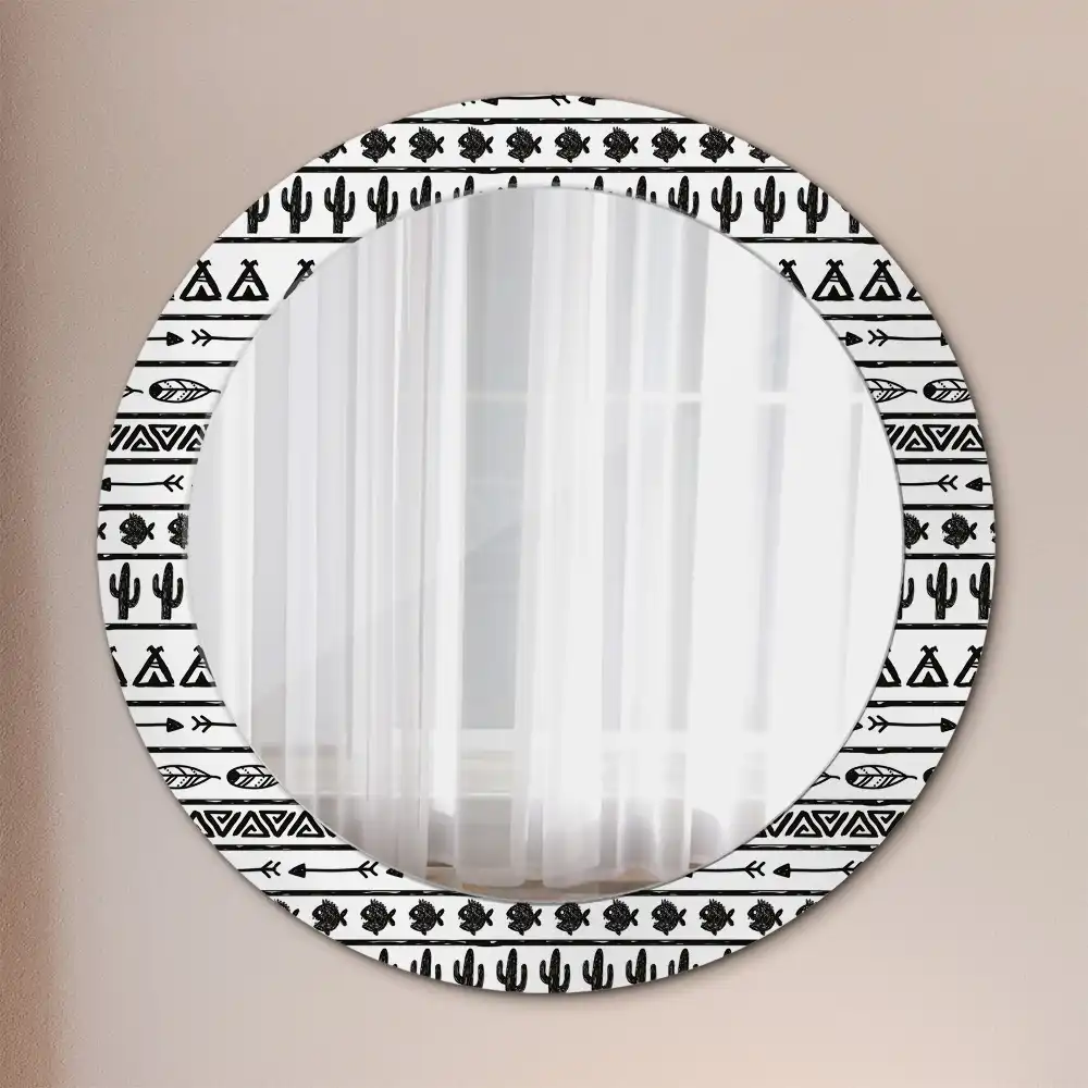 Oglindă rotundă decorativă în stil boho minimalist
