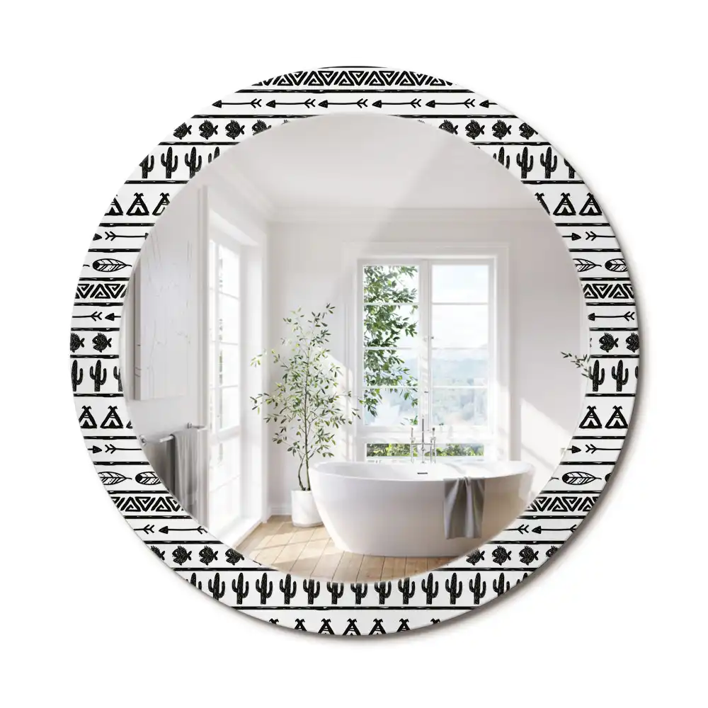 Oglindă rotundă decorativă în stil boho minimalist