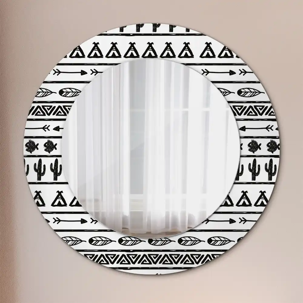 Oglindă rotundă decorativă în stil boho minimalist
