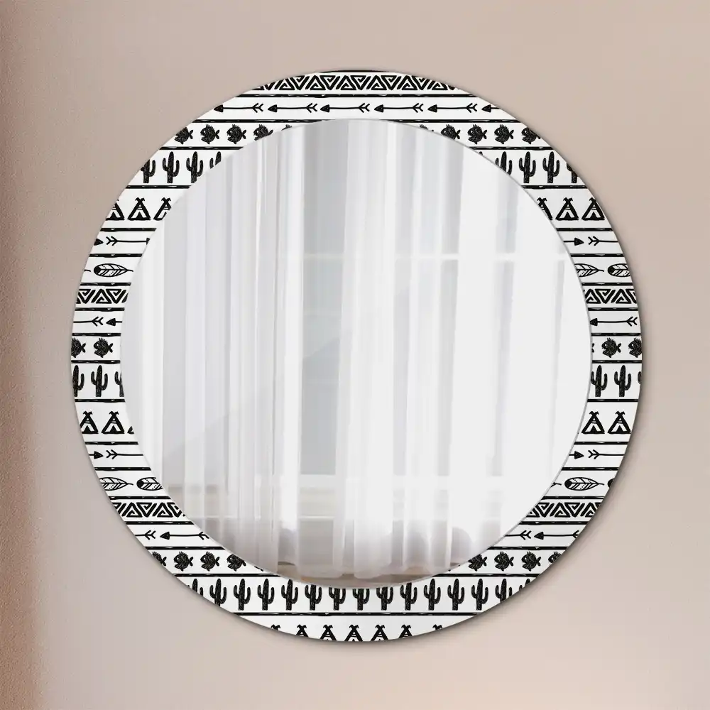Oglindă rotundă decorativă în stil boho minimalist