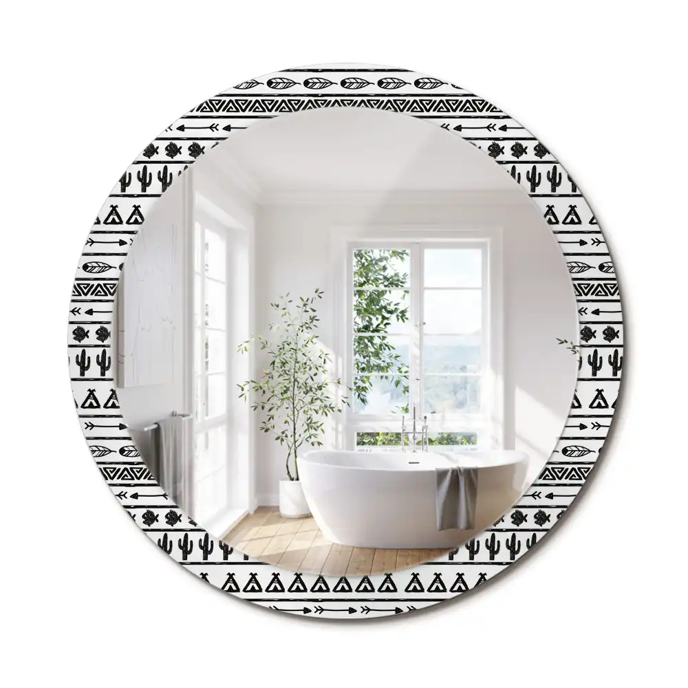 Oglindă rotundă decorativă în stil boho minimalist