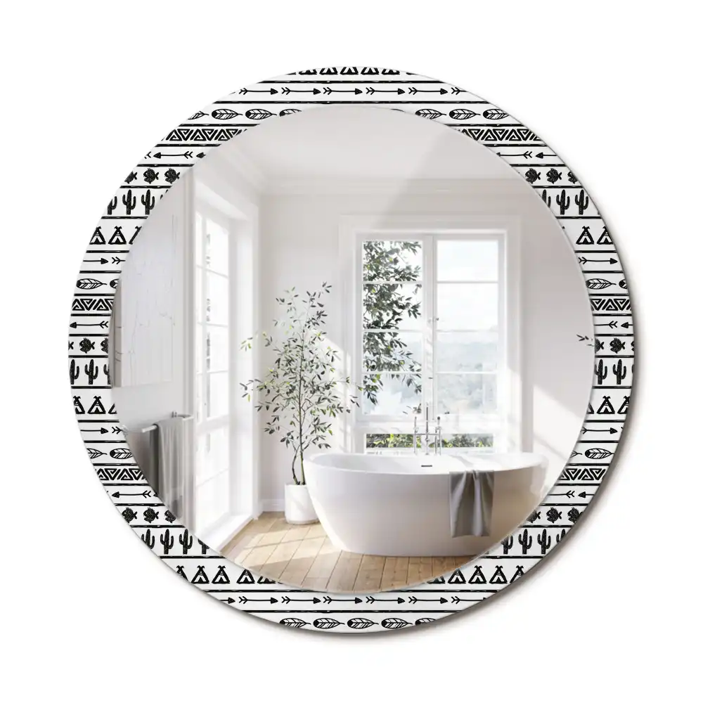 Oglindă rotundă decorativă în stil boho minimalist