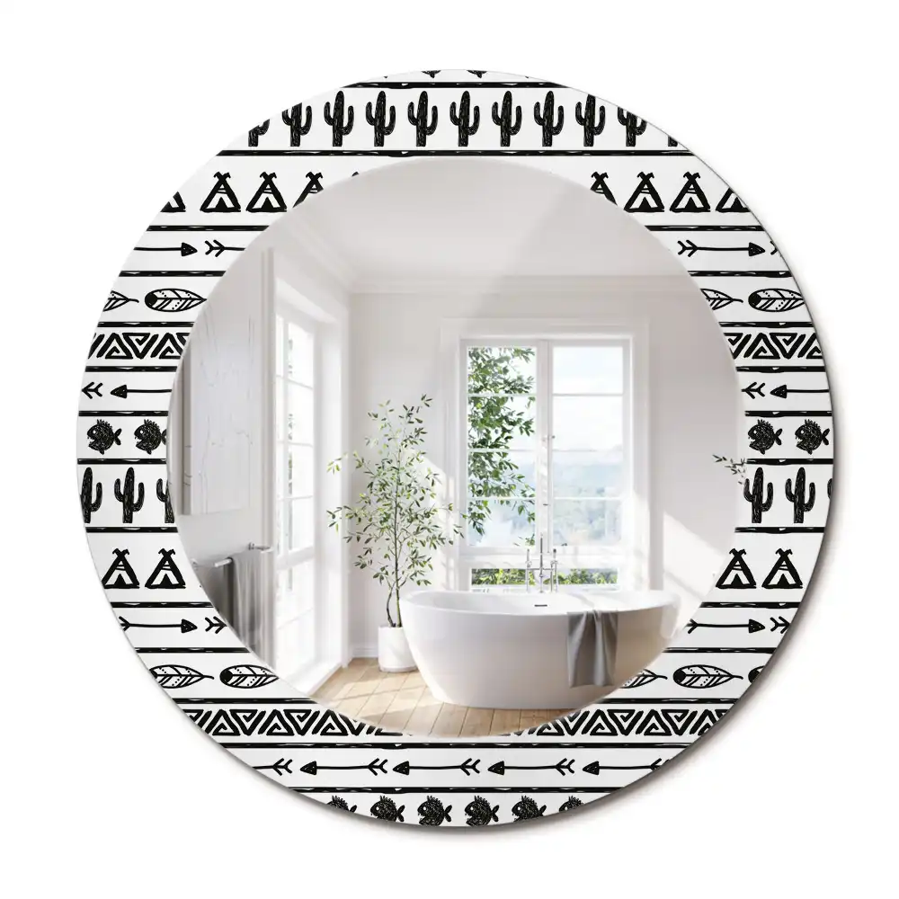 Oglindă rotundă decorativă în stil boho minimalist