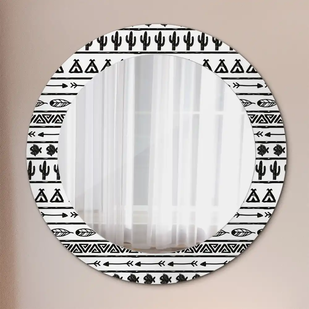 Oglindă rotundă decorativă în stil boho minimalist