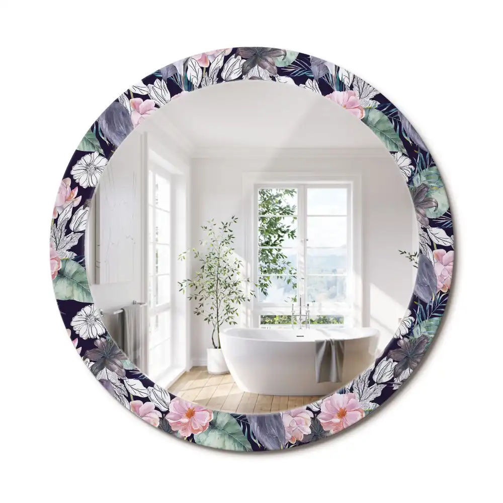 Oglindă decorativă rotundă de perete cu model păsări stârci