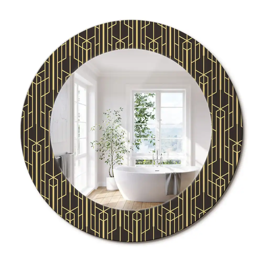 Oglindă rotundă de perete cu design geometric vintage