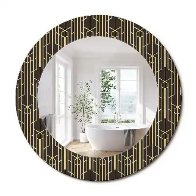 Oglindă rotundă de perete cu design geometric vintage