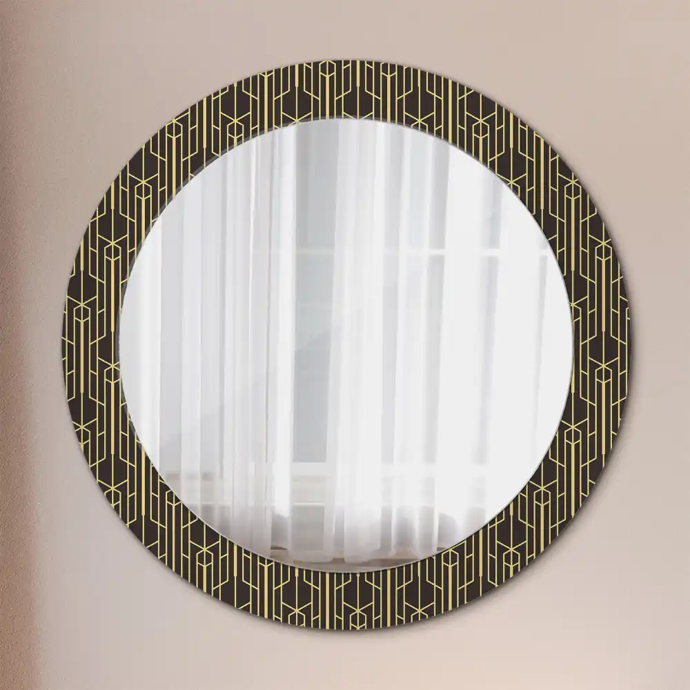 Oglindă rotundă de perete cu design geometric vintage