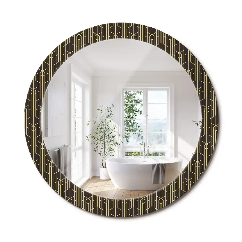 Oglindă rotundă de perete cu design geometric vintage