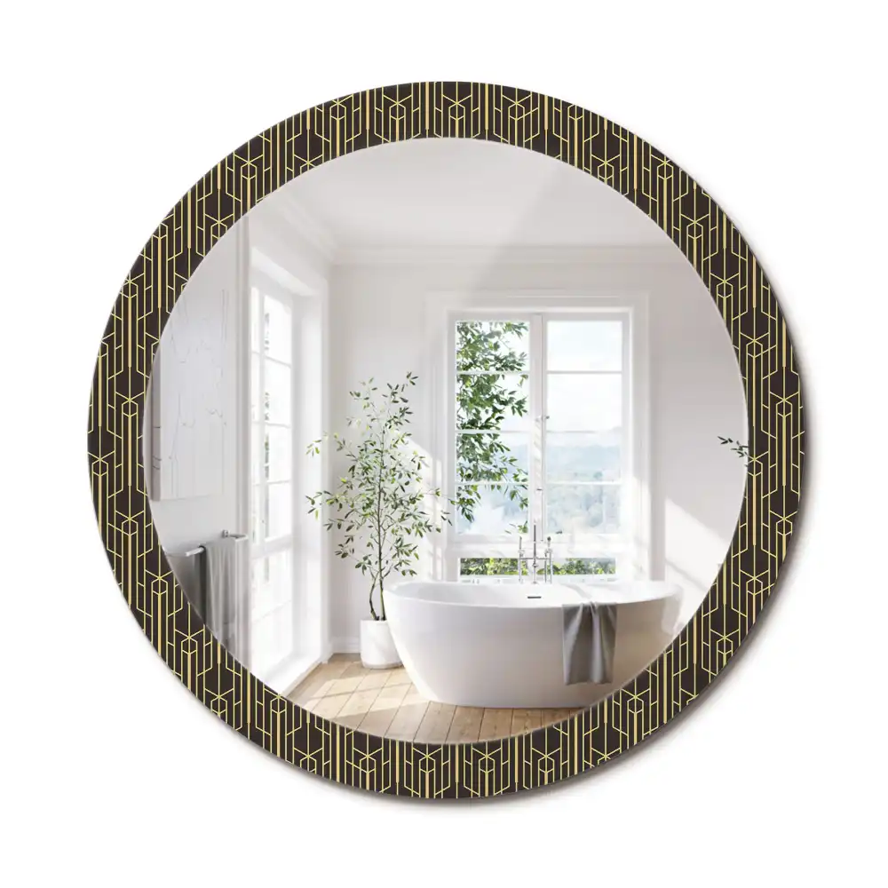 Oglindă rotundă de perete cu design geometric vintage