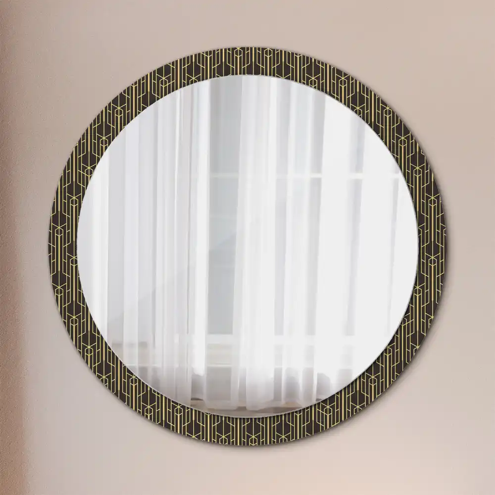 Oglindă rotundă de perete cu design geometric vintage