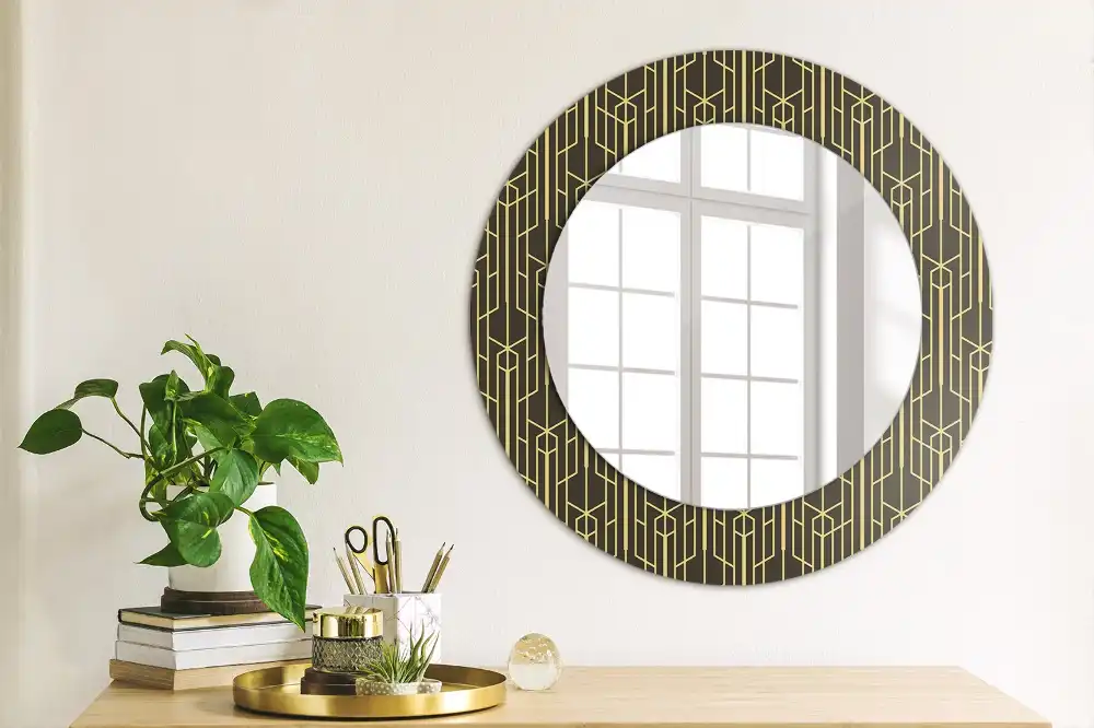 Oglindă rotundă de perete cu design geometric vintage