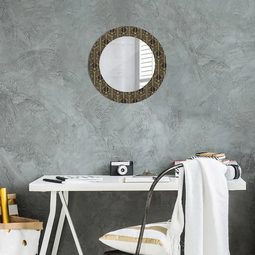 Oglindă rotundă de perete cu design geometric vintage