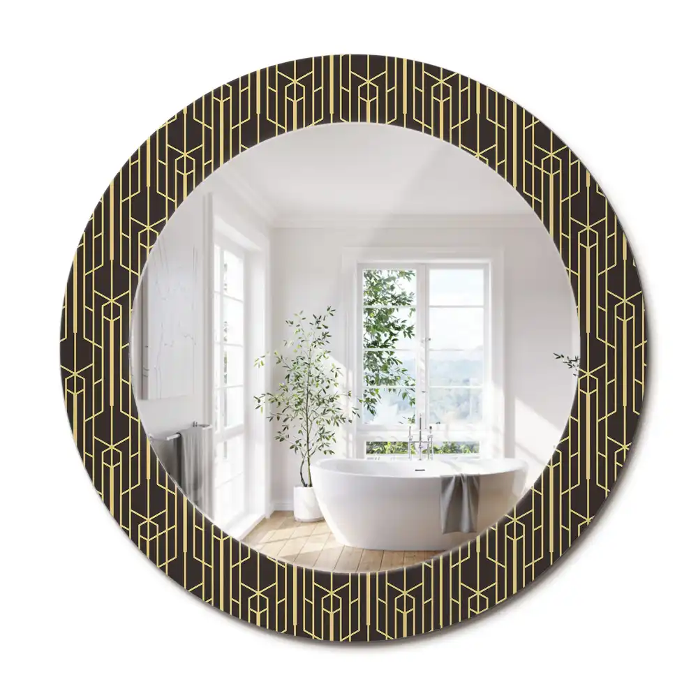 Oglindă rotundă de perete cu design geometric vintage