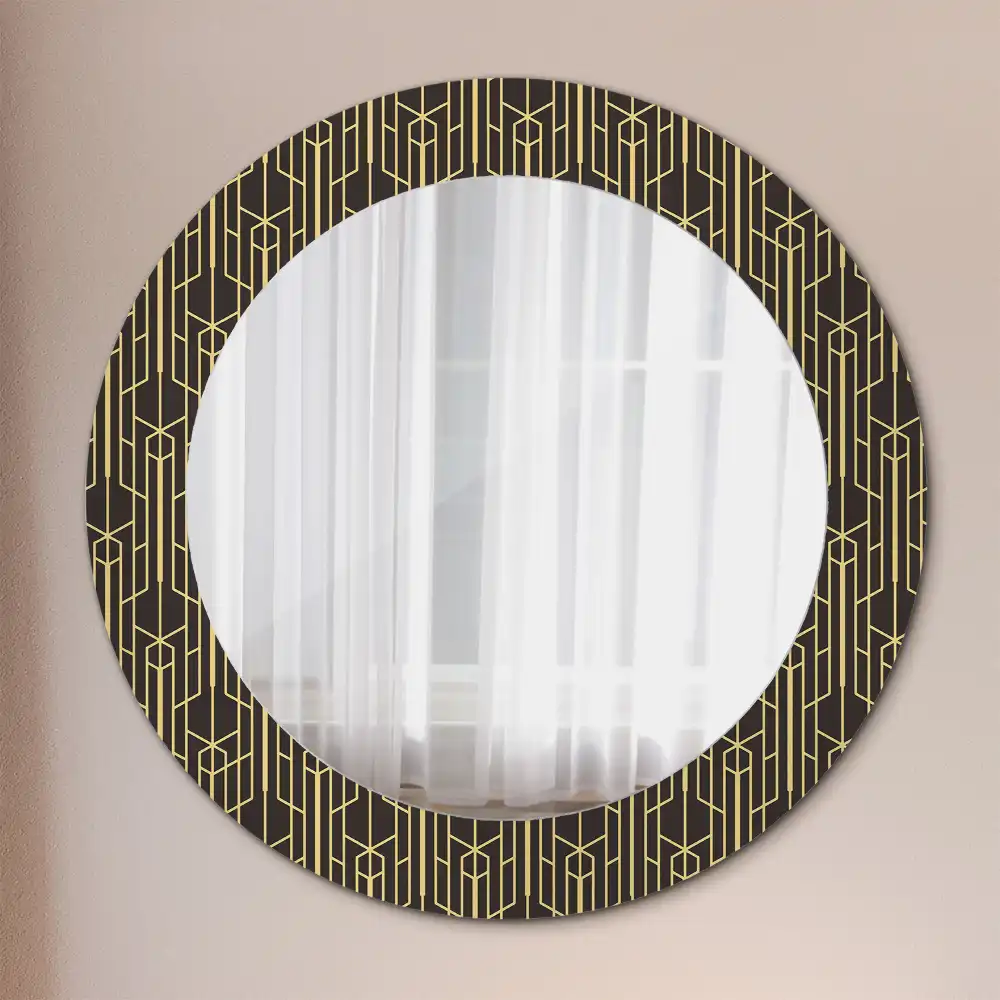 Oglindă rotundă de perete cu design geometric vintage