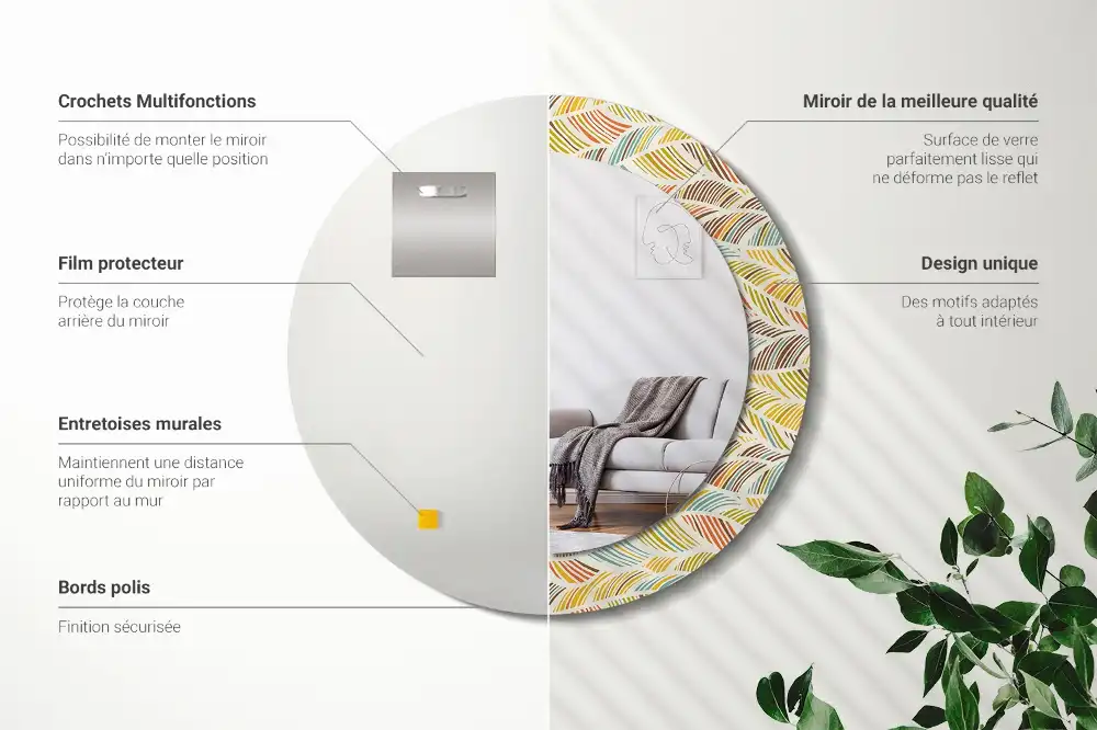 Oglindă rotundă cu imprimeu abstract