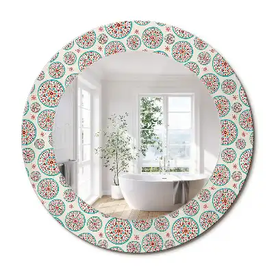 Oglindă rotundă cu imprimeu stil boho