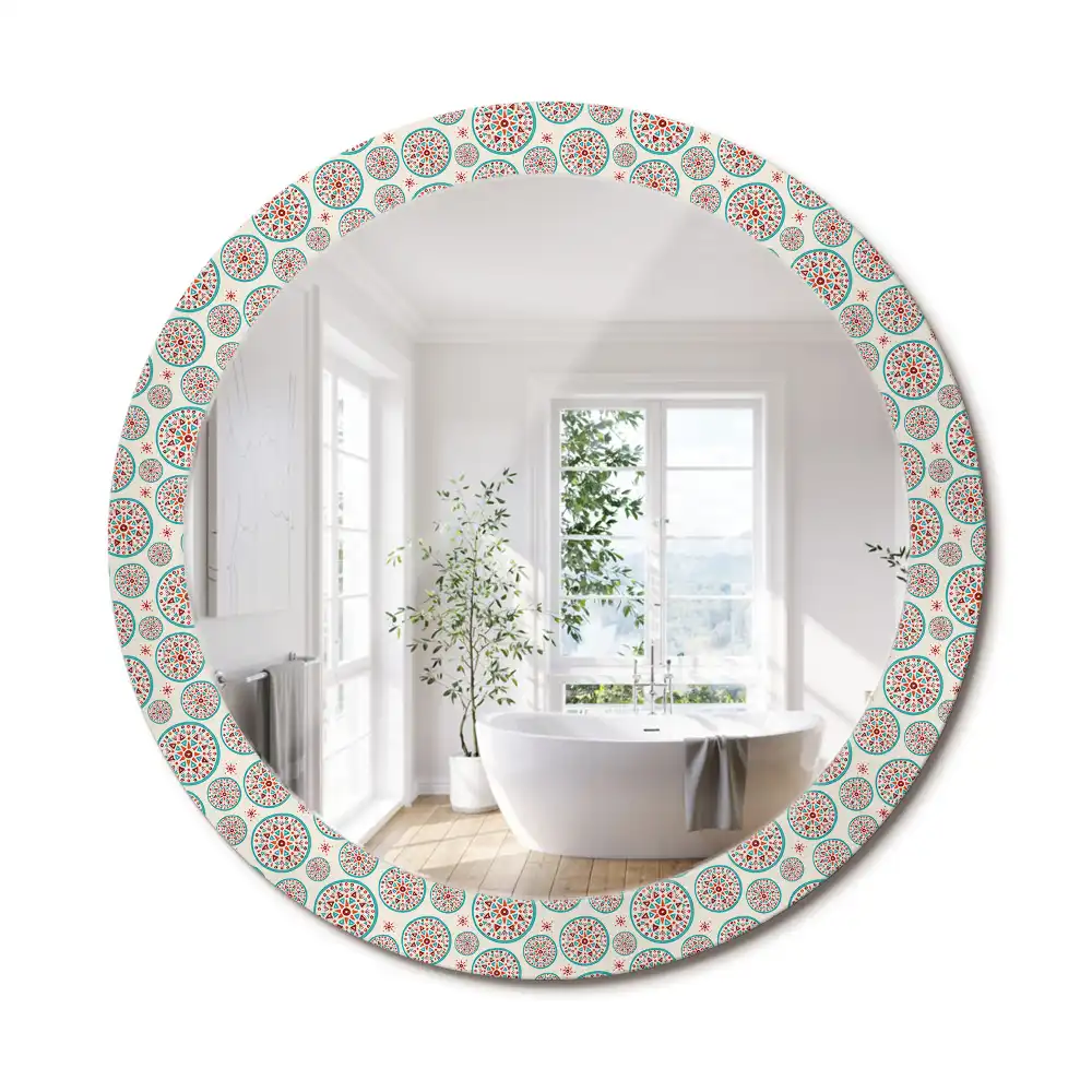 Oglindă rotundă cu imprimeu stil boho