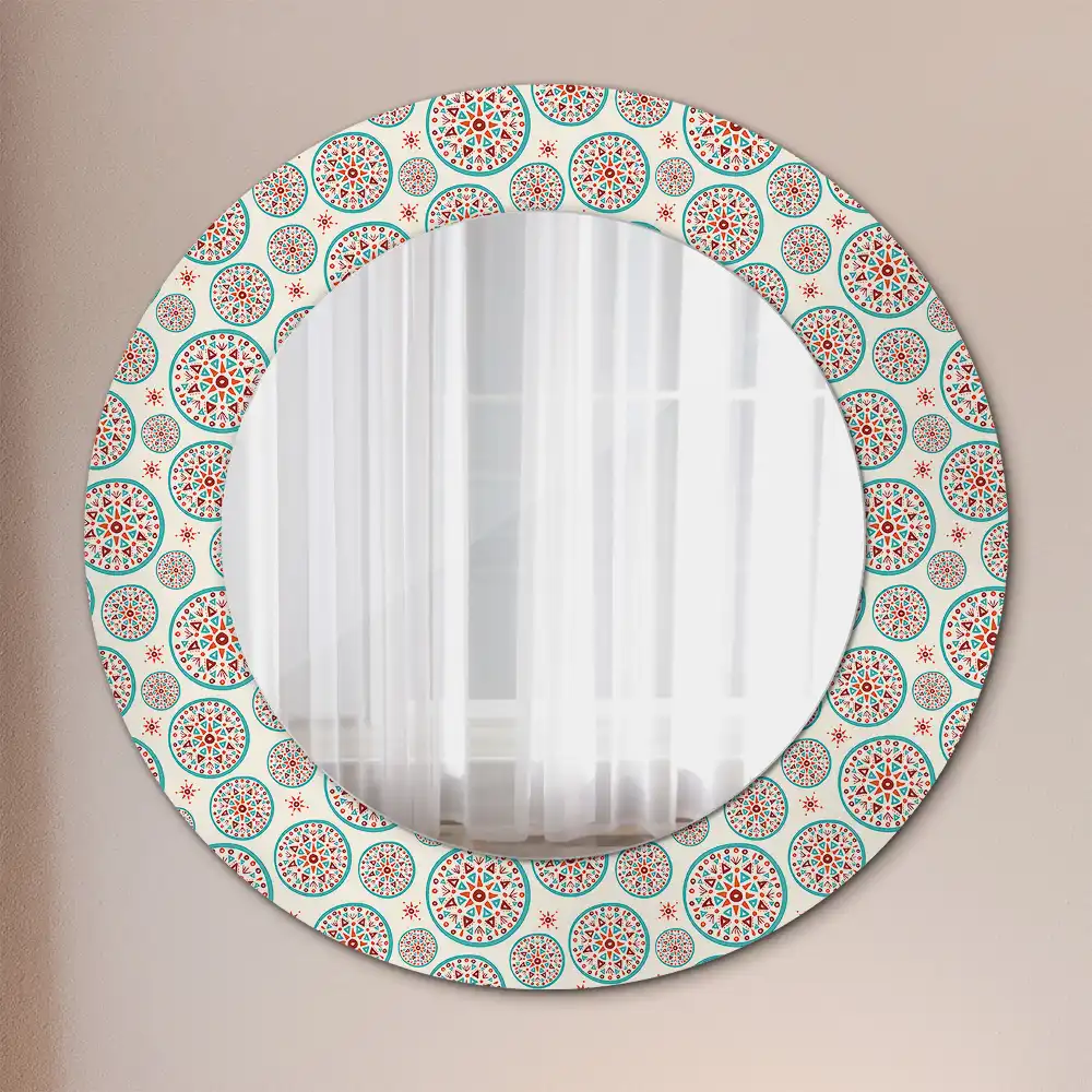 Oglindă rotundă cu imprimeu stil boho