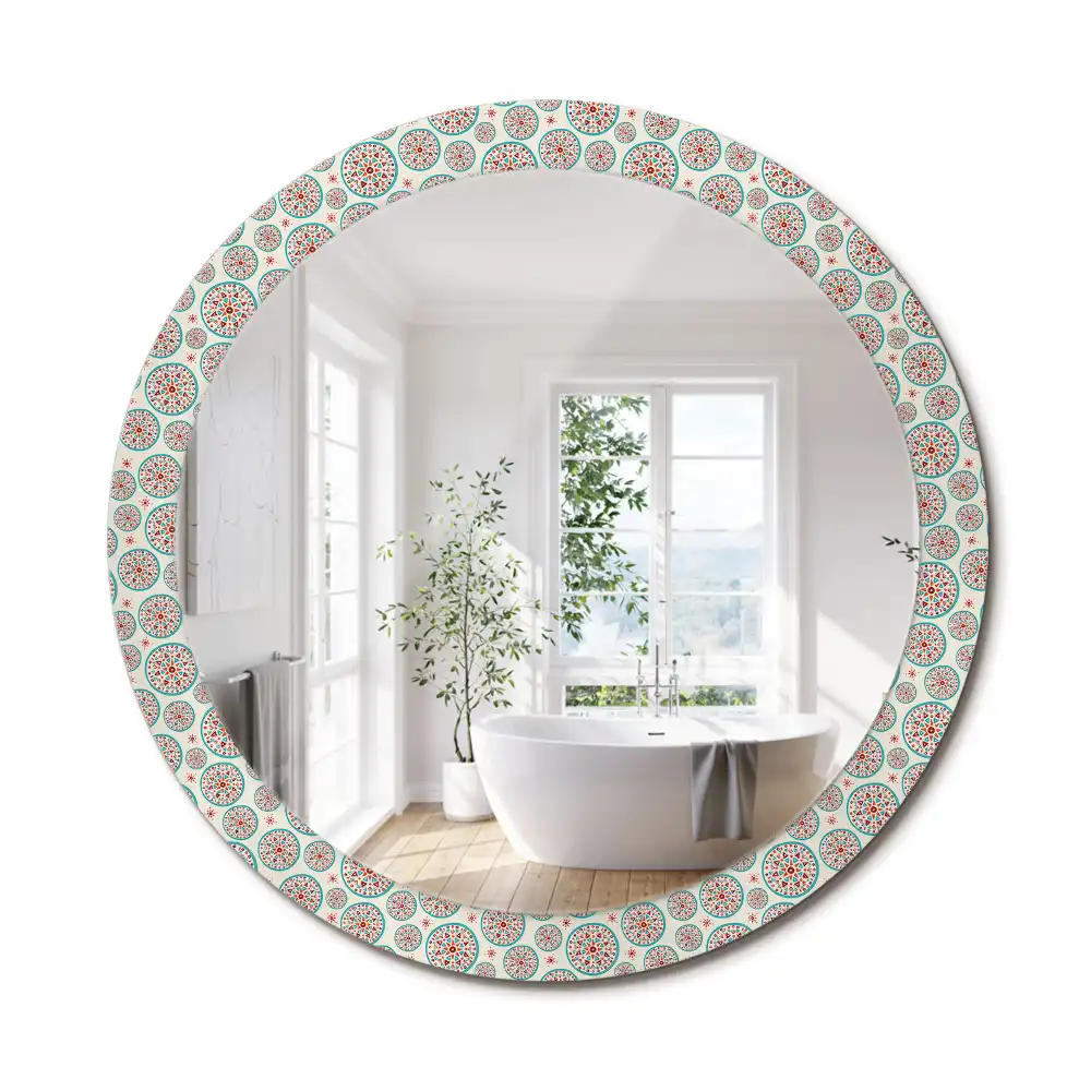 Oglindă rotundă cu imprimeu stil boho