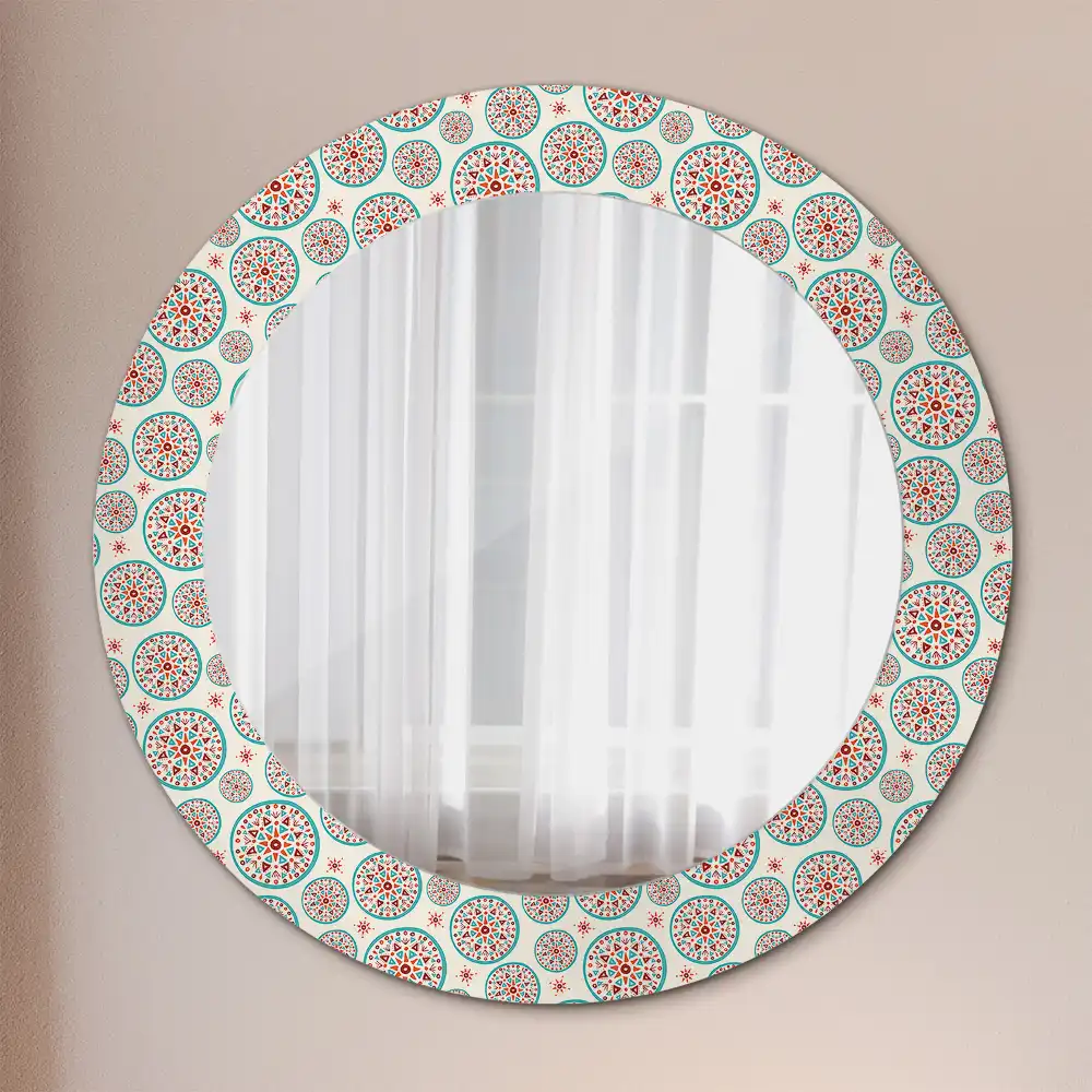 Oglindă rotundă cu imprimeu stil boho