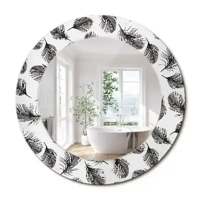 Oglindă decorativă rotundă cu design de pene