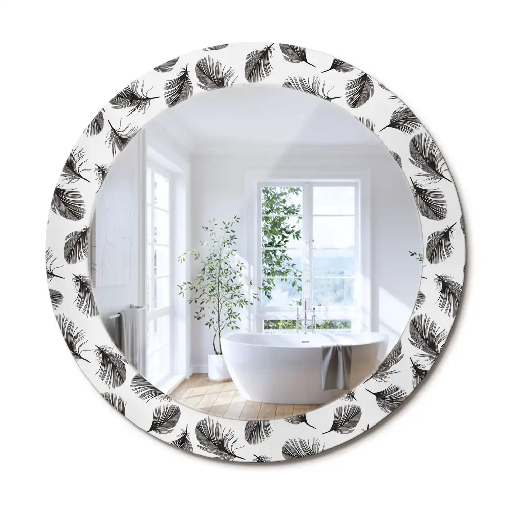 Oglindă decorativă rotundă cu design de pene