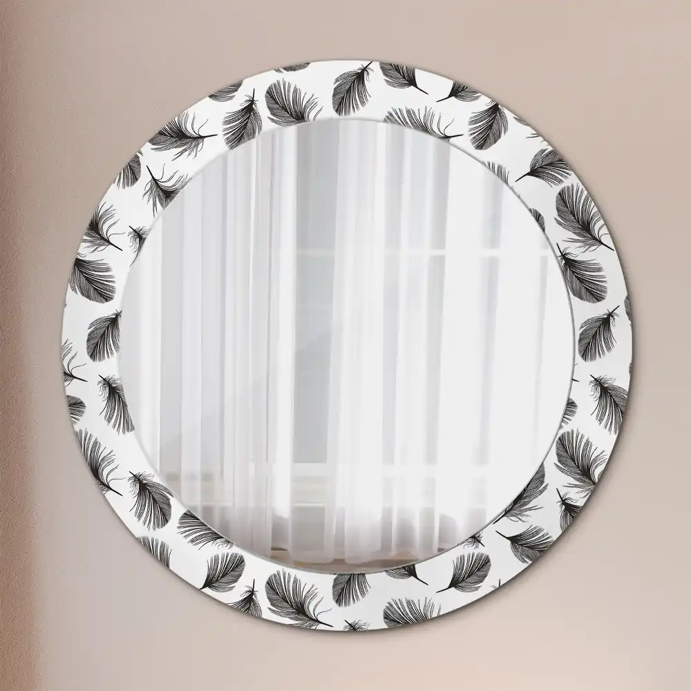 Oglindă decorativă rotundă cu design de pene