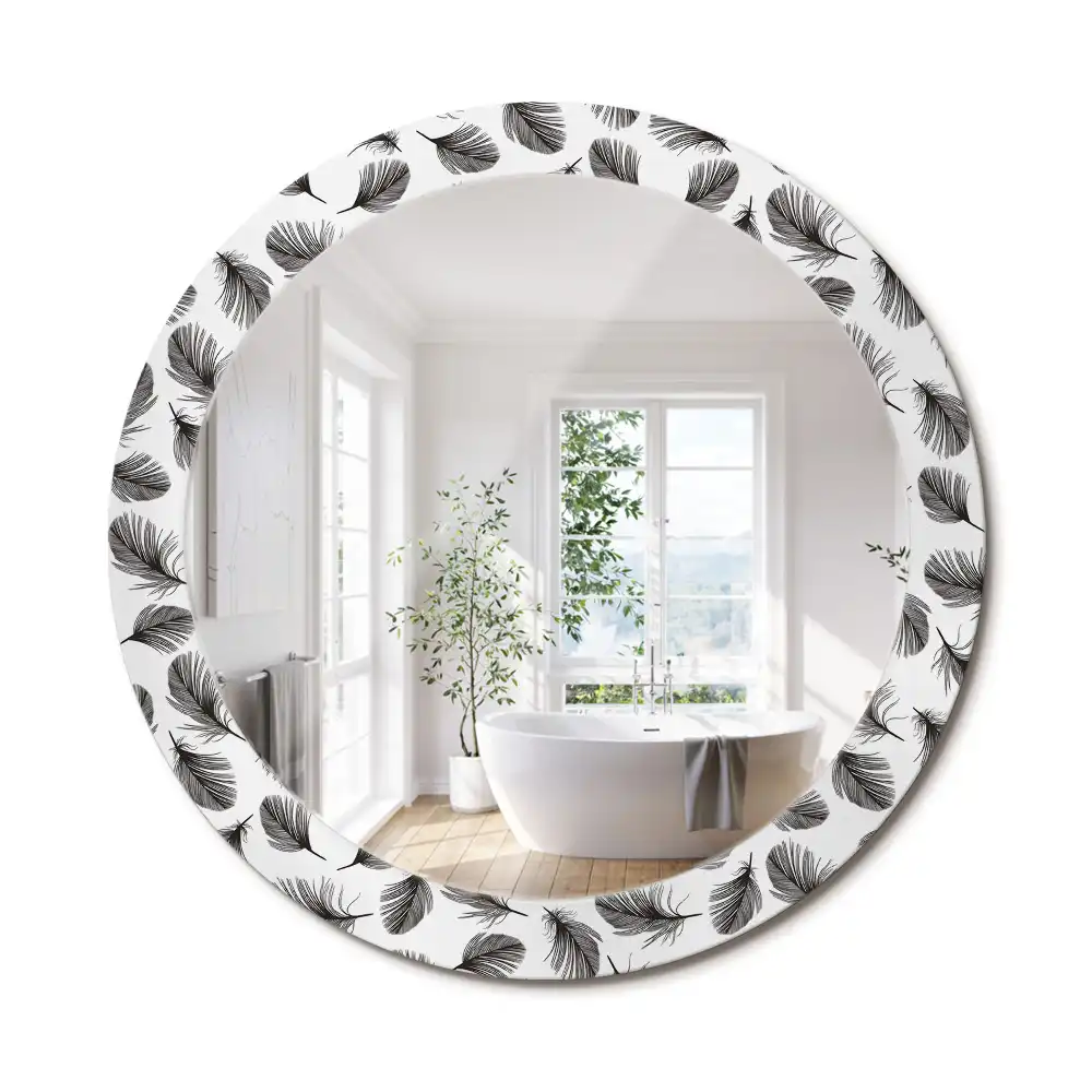 Oglindă decorativă rotundă cu design de pene