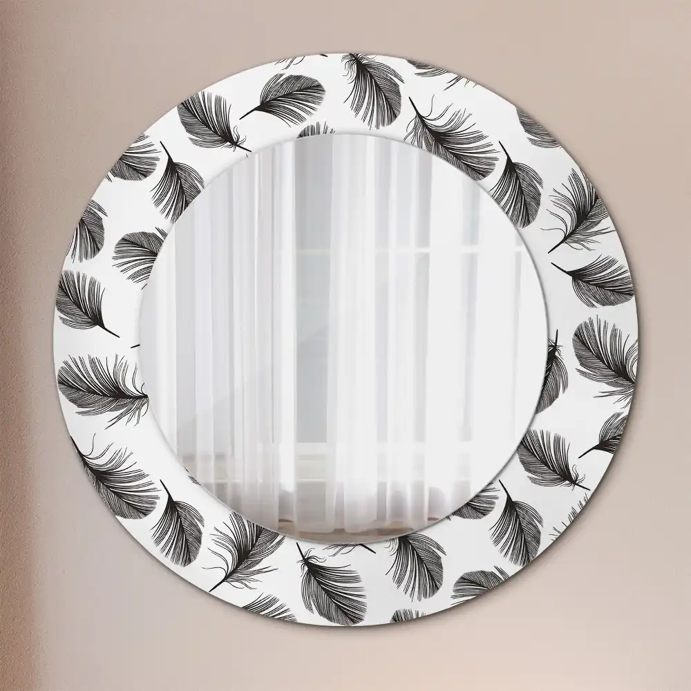 Oglindă decorativă rotundă cu design de pene