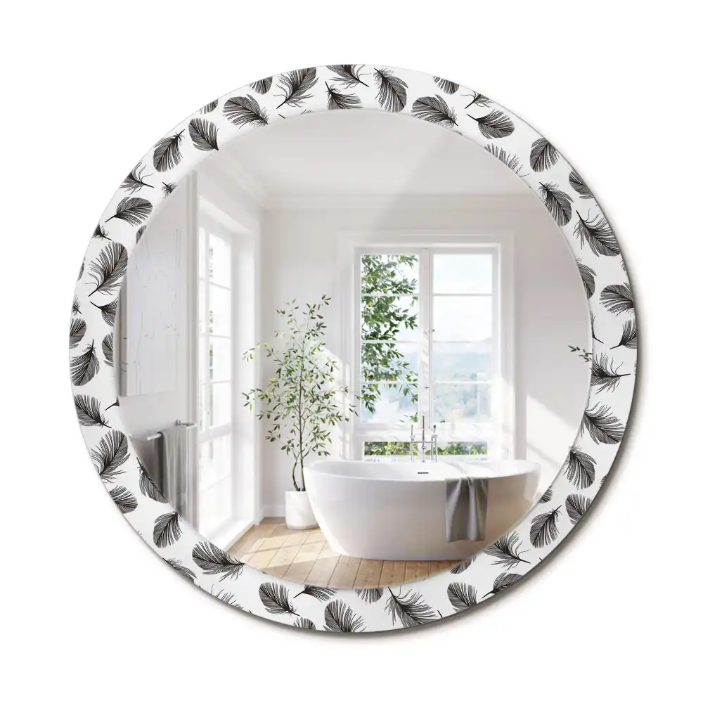 Oglindă decorativă rotundă cu design de pene