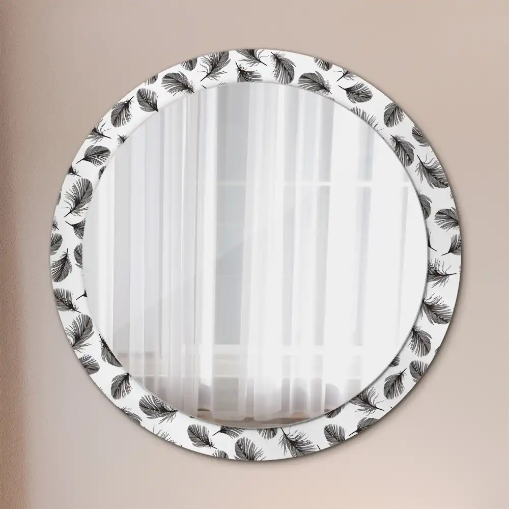 Oglindă decorativă rotundă cu design de pene