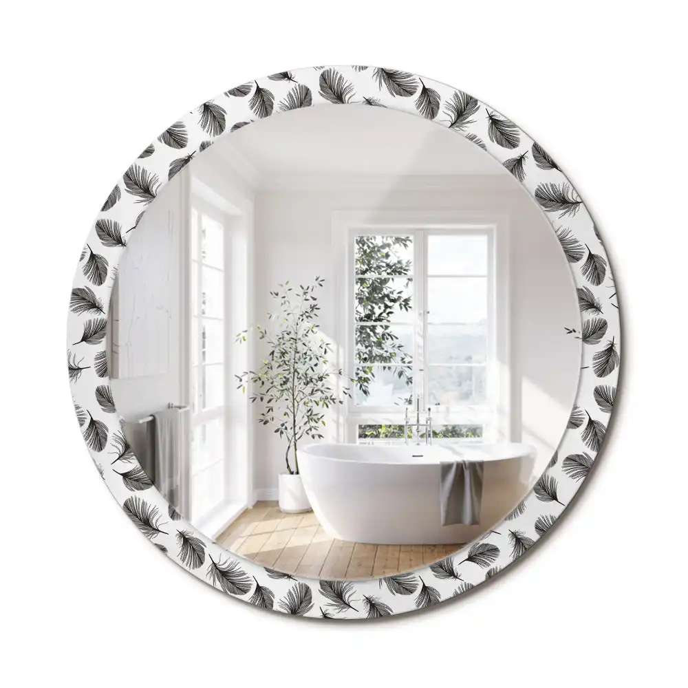 Oglindă decorativă rotundă cu design de pene