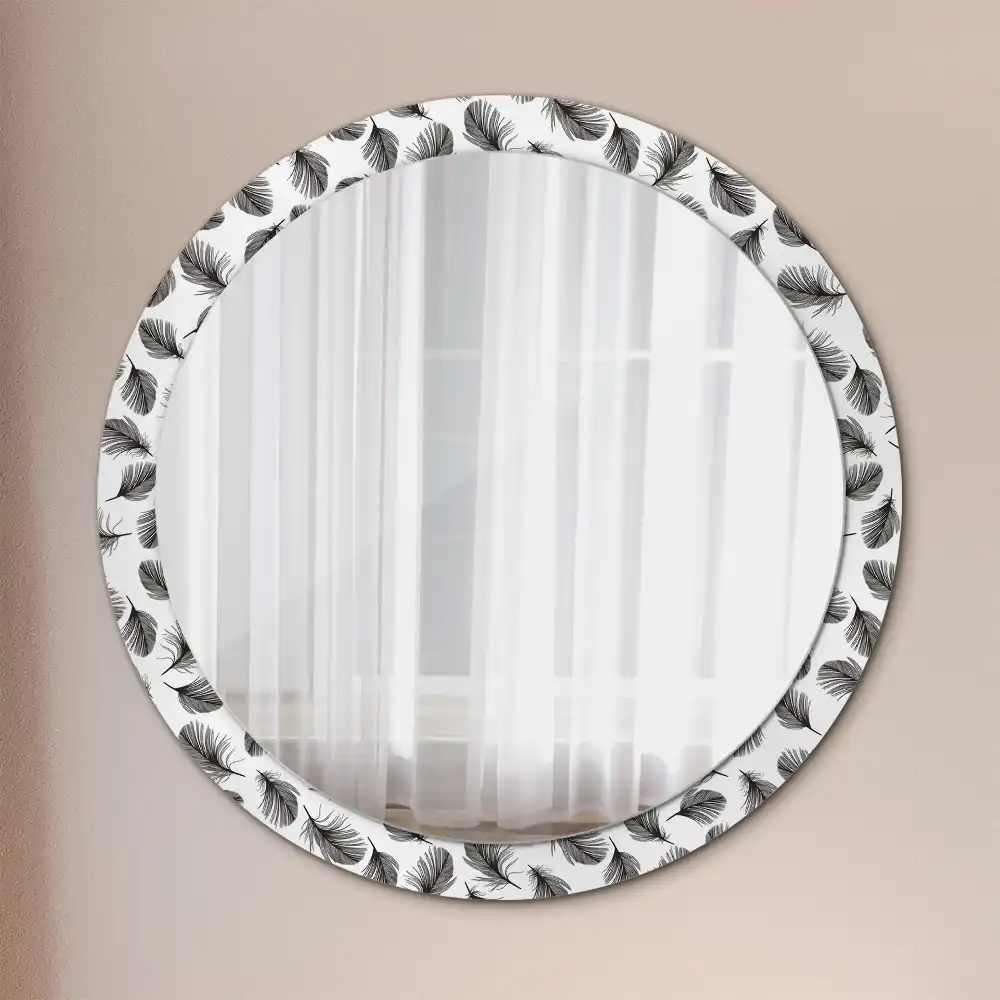 Oglindă decorativă rotundă cu design de pene