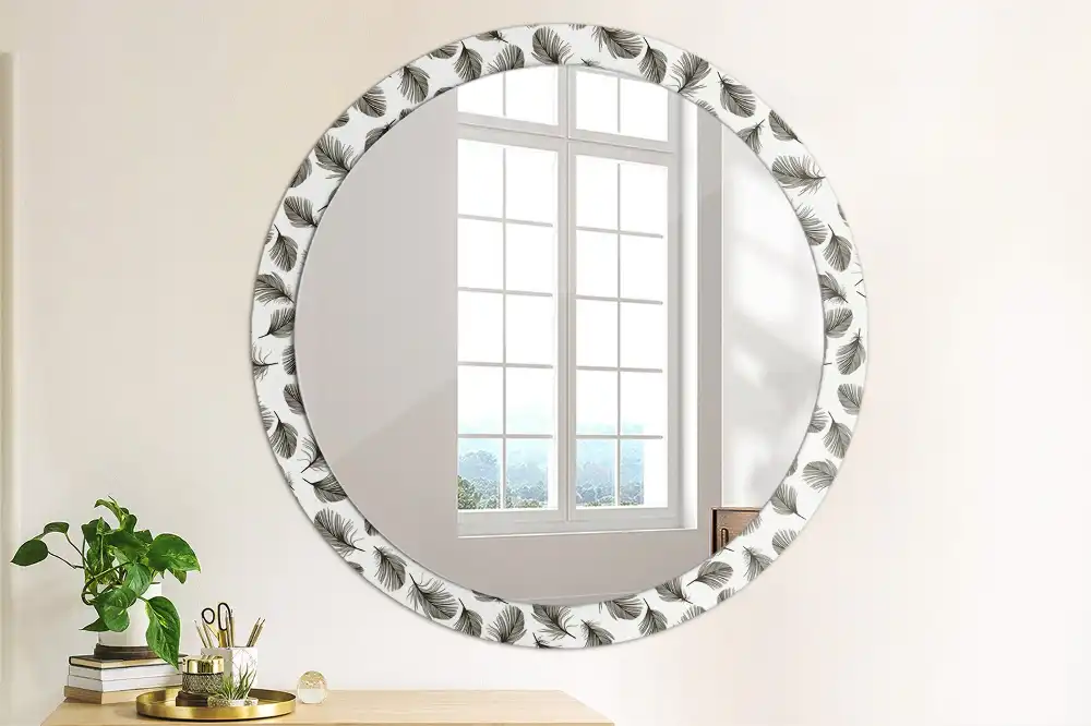 Oglindă decorativă rotundă cu design de pene