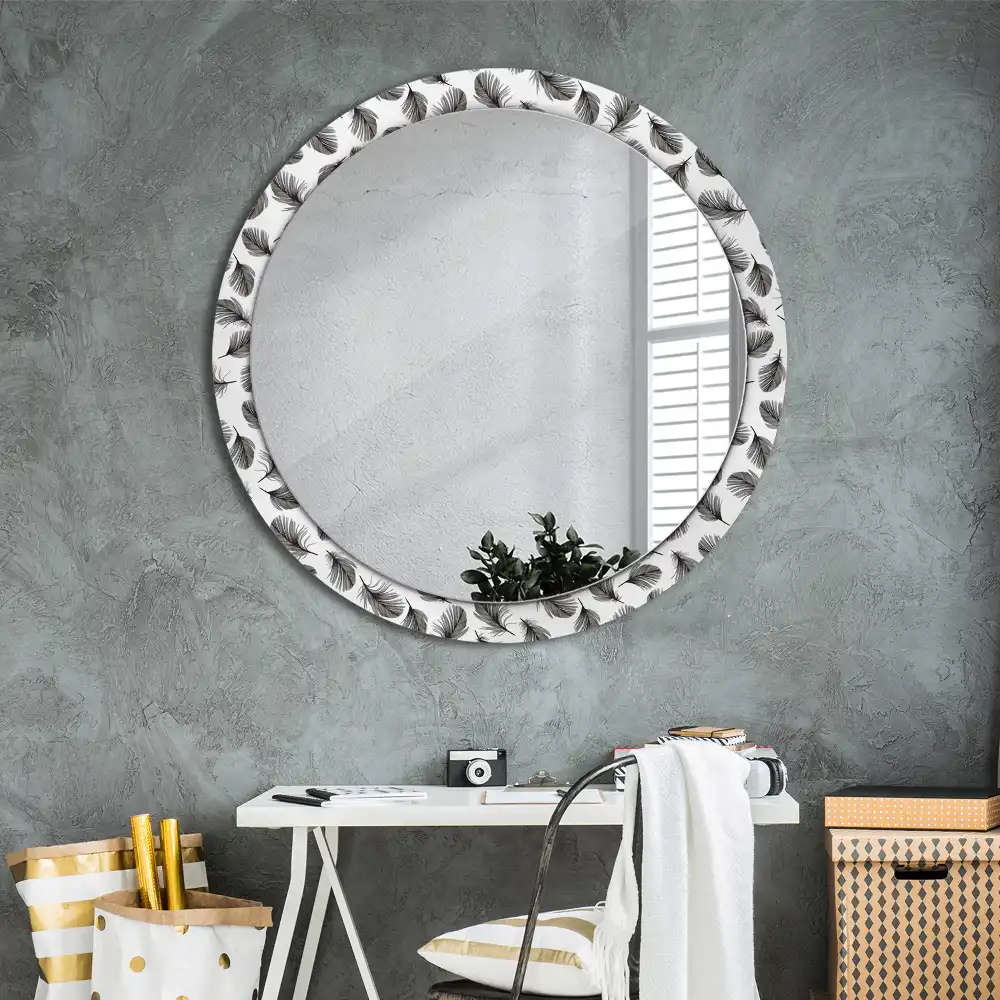 Oglindă decorativă rotundă cu design de pene