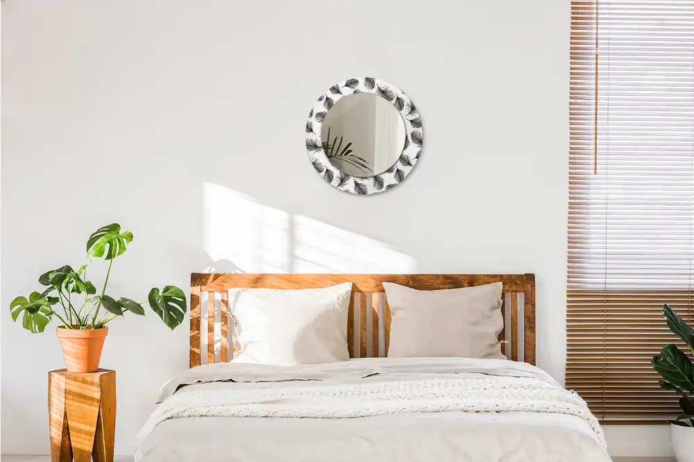 Oglindă decorativă rotundă cu design de pene