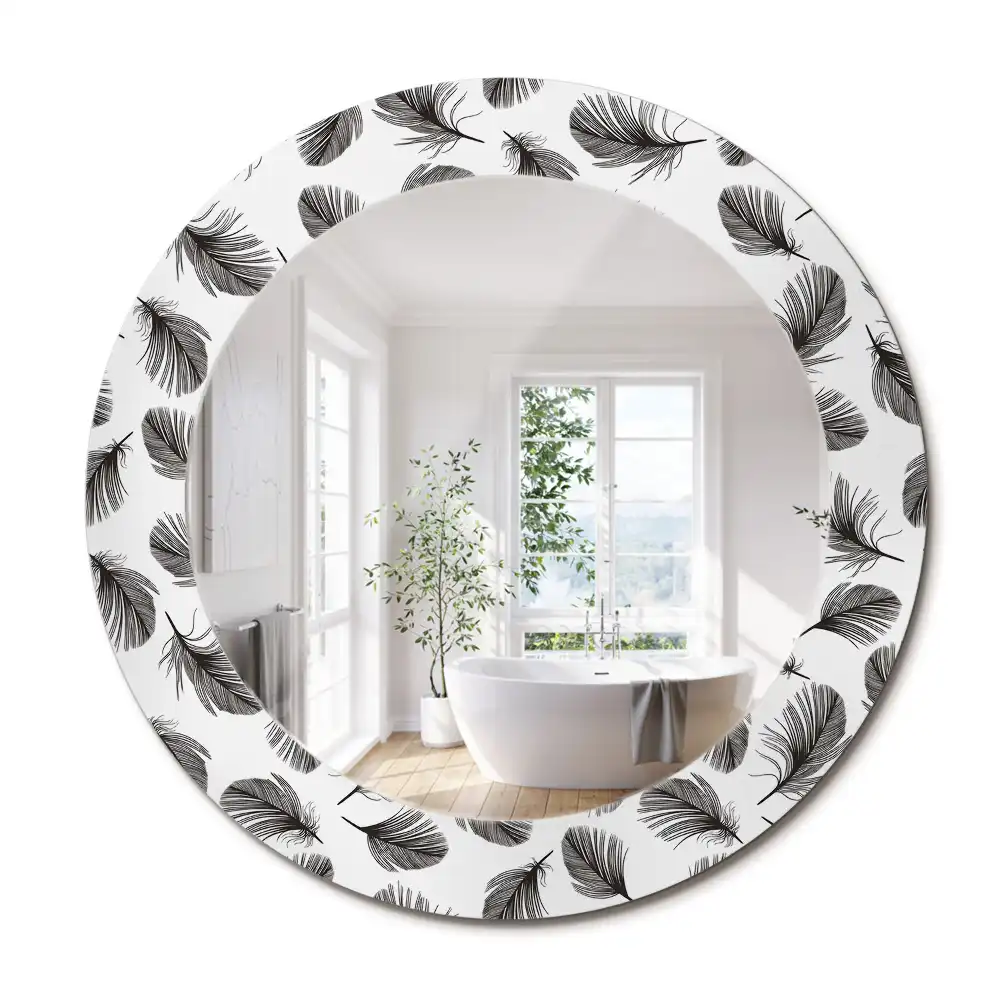 Oglindă decorativă rotundă cu design de pene
