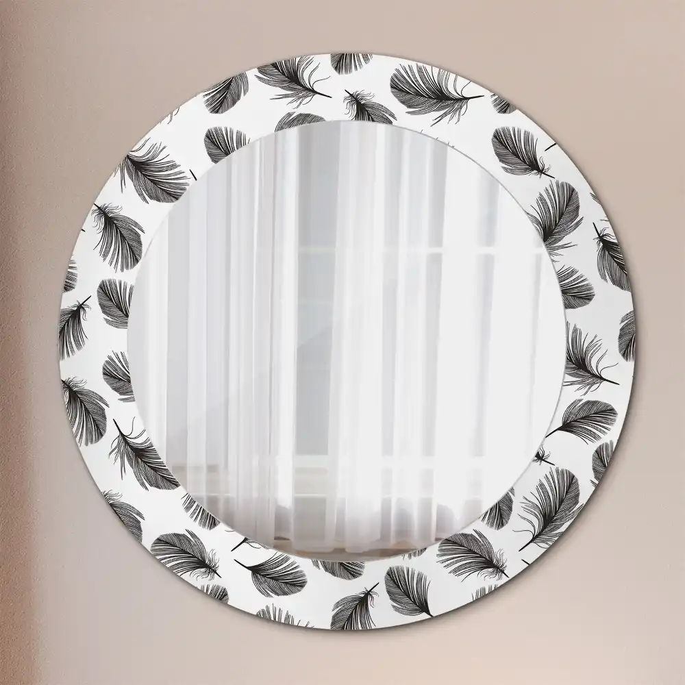 Oglindă decorativă rotundă cu design de pene