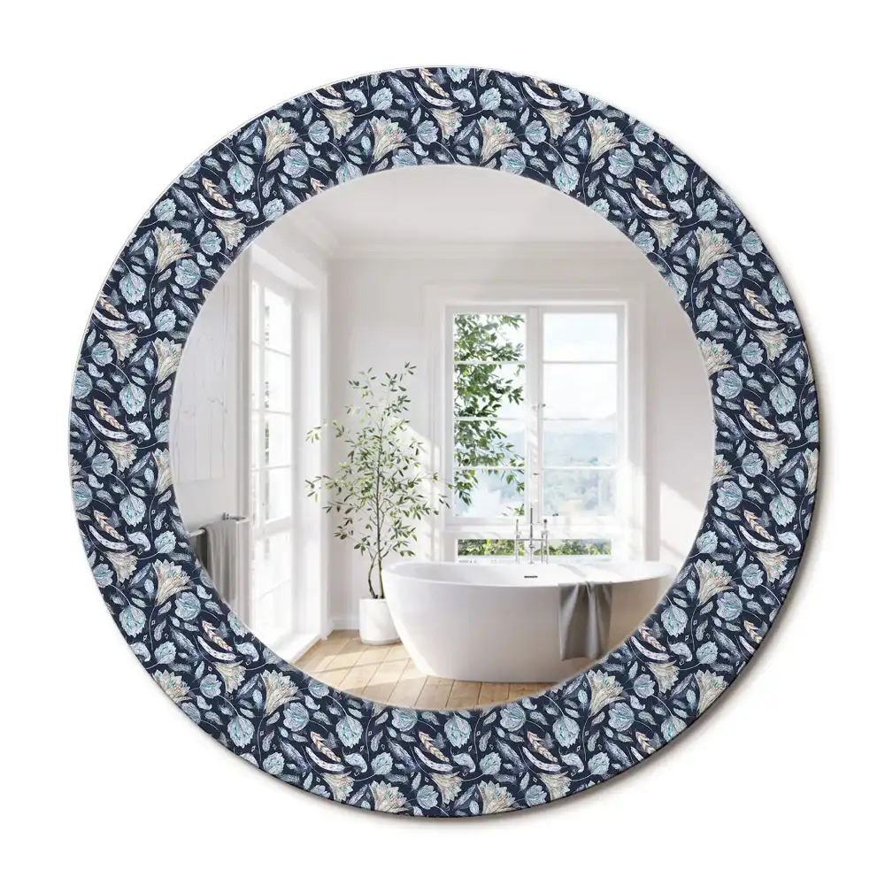 Oglindă rotundă decorativă de perete în stil boho
