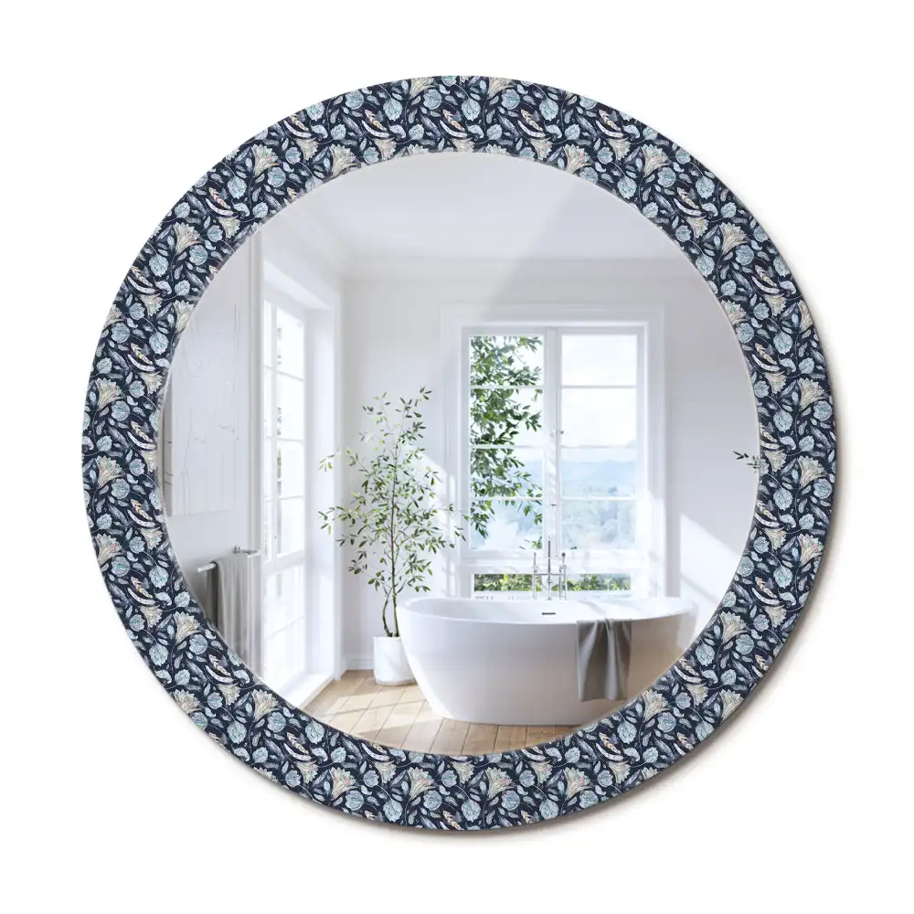 Oglindă rotundă decorativă de perete în stil boho
