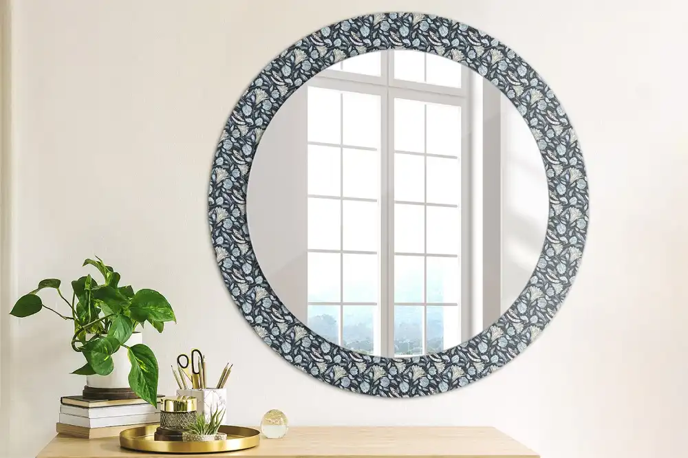 Oglindă rotundă decorativă de perete în stil boho