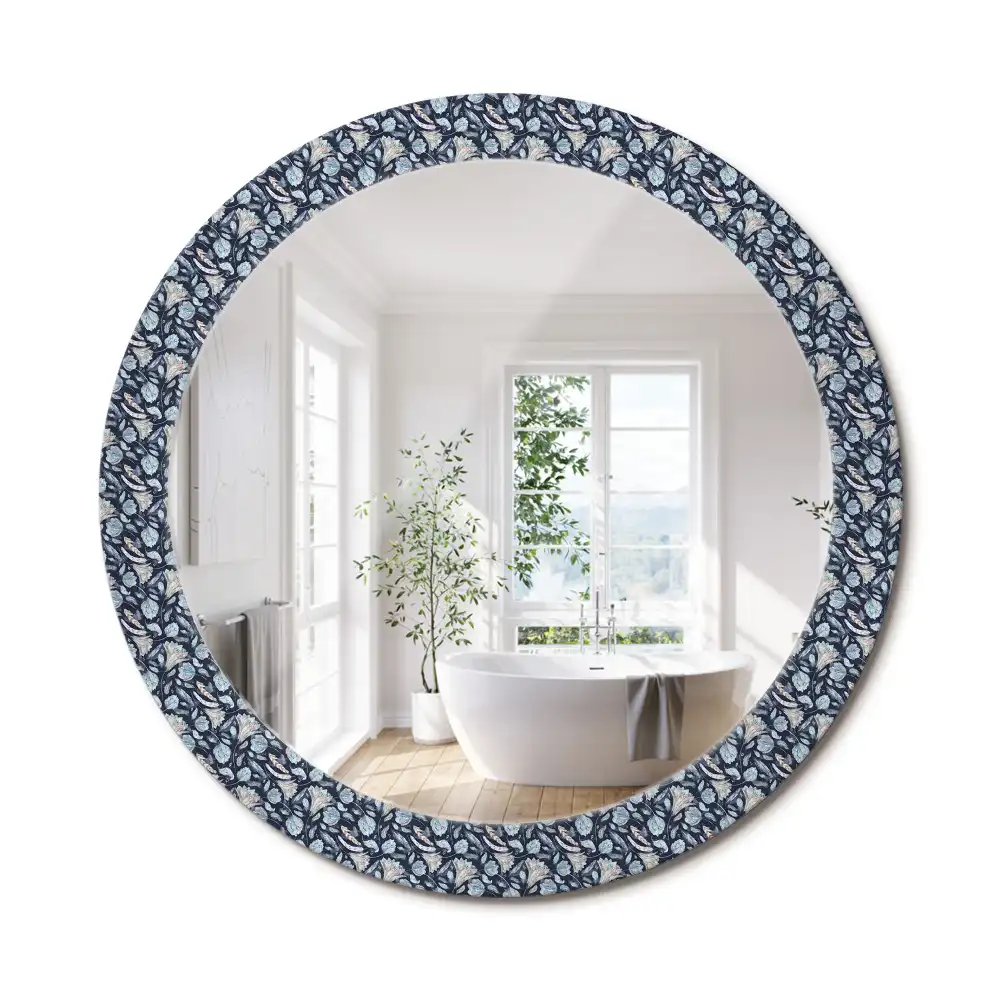 Oglindă rotundă decorativă de perete în stil boho